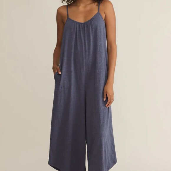 Z Supply Sleeveless Floral Print Wide Leg Flared Jumpsuit Charcoal Gray XS - Picture 5 of 10